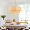 Alynnah 4 - Light  Rattan Dimmable Unique / Statement Tiered Drum Chandelier with Black Adjustable Hardware - Image 3