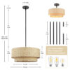 Alynnah 4 - Light  Rattan Dimmable Unique / Statement Tiered Drum Chandelier with Black Adjustable Hardware - Image 7