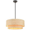 Alynnah 4 - Light  Rattan Dimmable Unique / Statement Tiered Drum Chandelier with Black Adjustable Hardware