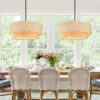 Alynnah 4 - Light  Rattan Dimmable Unique / Statement Tiered Drum Chandelier with Black Adjustable Hardware - Image 9