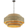 Amishi 8 - Light 26in Rattan Dimmable Shaded Tiered Chandelier with Adjustable Black Chain