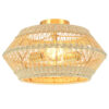 Fortner 2 - Light Dimmable Rattan Shaded Geometric Semi Flush Mount Ceiling Light
