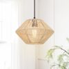 1-Light Bohemian Elegance Woven Pendant Light with Paper Rope Shade - Image 2