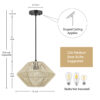 1-Light Bohemian Elegance Woven Pendant Light with Paper Rope Shade - Image 5